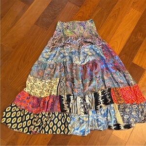 Bohemian Multi-Color Patchwork Maxi Skirt